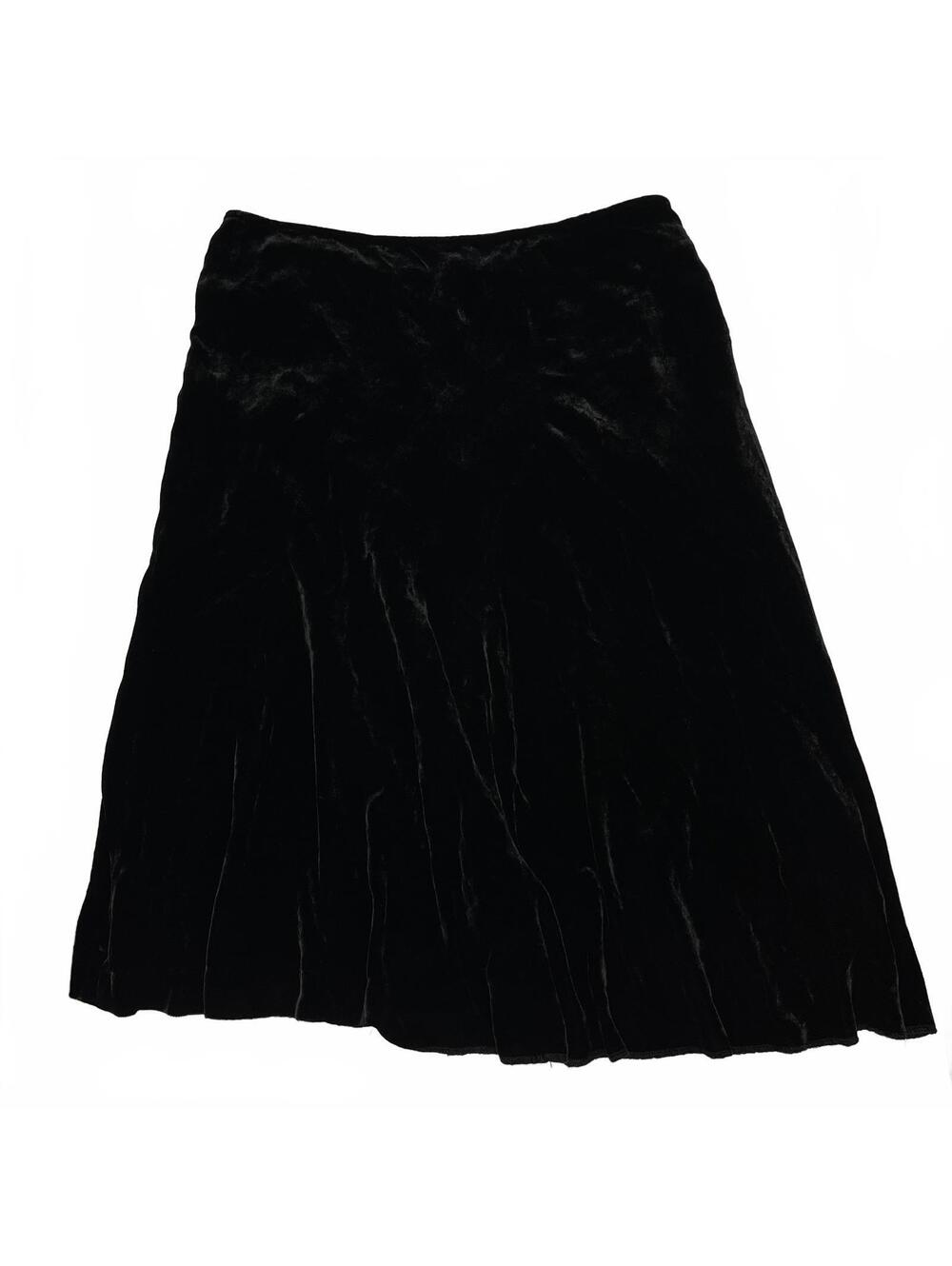 Vintage Jacob Sz 7/8 Black Velour Asymmetrical Midi Skirt Goth Grunge Fairy